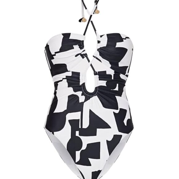 Milly Cabana Modern Geo Print Looped Cutout One-Piece Swimsuit - Picture 3 of 3